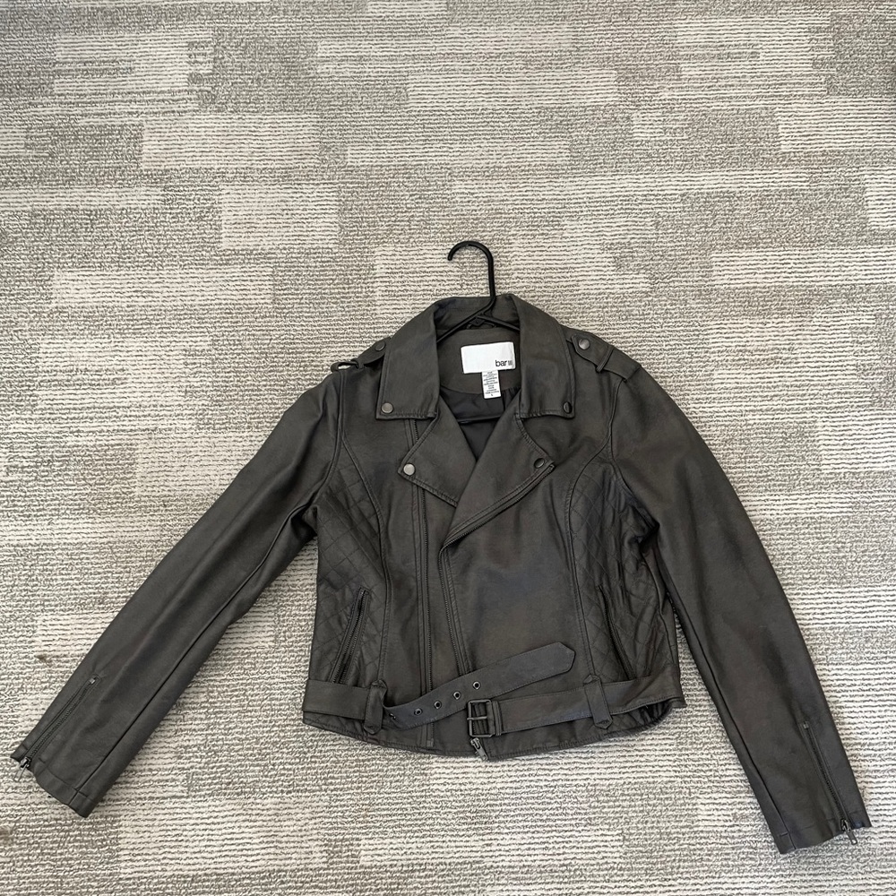 Bar III Grey Faux Leather Jacket